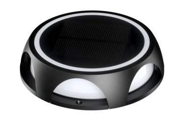 Integral LED True - solar-aufbau-bodenspot mit bewegungsmelder - Ø 14 x 3,2 cm - 1,2W LED inkl. - IP65 - schwarz