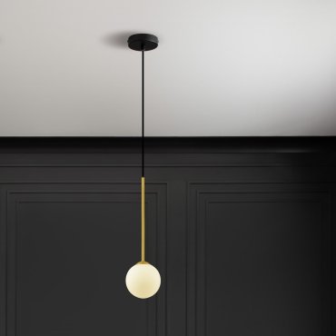 Nova Luce Savoy - Hängelampe - Ø 11 x 163 cm - gold satiniert, matt schwarz und Opal weiß