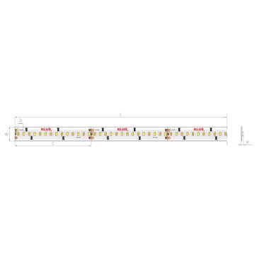 KLUS LED-Streifen – 1,0 cm breit, 500 cm Länge – 24 V DC – dimmbar – 14,4 W LED pro Meter – 252 LEDs pro Meter – IP20 – 2700–5000K