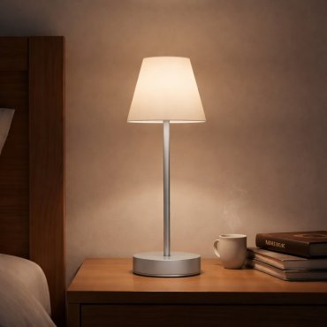 New Garden Lola Slim 30 - wiederaufladbare Tischleuchte mit Touch-Dimmer - Ø 11 x 32 cm - 1.9W dimmbare LED inkl. - IP44 - grau - weiße Lichtfarbe