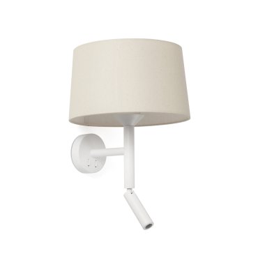 Faro Windsor – wandleuchte mit leselampe – Ø 29 x 49,9 x 26,5 cm – mattweiß und leinen