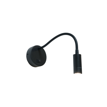 Artdelight Flexi - wandleuchte mit schalter - Ø 10 x 38 cm - 3W LED inkl. - schwarz