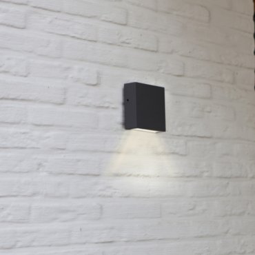 Lutec Gemini XF - Wandleuchte - 11 x 3.8 x 11 - 7,4W LED inkl. - IP54 - dunkelgrau - 4000K