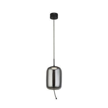 Searchlight Lisbon - Pendelleuchte - Ø 18 x 150 cm - 6W LED inkl - schwarzes und geräuchertes Glas