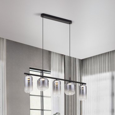 Nova Luce Aelia - Hängelampe - 95 x 145 x 14 cm - 19W LED inkl. - matt schwarz und rauchgrau