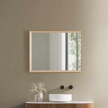 Nova Luce Ambor - Spiegel mit Beleuchtung - 60 x 80 x 5,5 cm - 38W LED inkl. - IP44 - Eloxiertes Gold