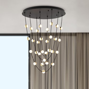 Nova Luce Alcinoe - Hängelampe - Ø 84 x 120 cm - 102W dimmbar LED inkl. - matt schwarz und gold