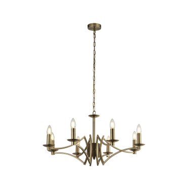 Searchlight Ascot - Kronleuchter - Ø 72 x 150 cm - Messing antik