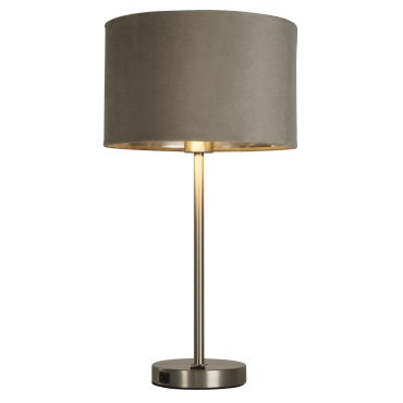 Searchlight Finn - tischleuchte mit usb-anschluss - Ø 28 x 54 cm - nickel satiniert, silber und taupe
