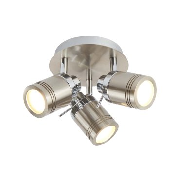 ZWEITE CHANCE - Searchlight Samson - Aufbaustrahler 3L - Ø 28 x 16 cm - IP44 - satiniert silber