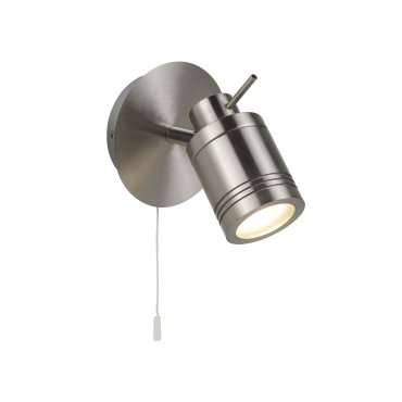 Searchlight Samson - Wandleuchte mit Zugschalter - 10 x 16 cm - IP44 - satiniert silber