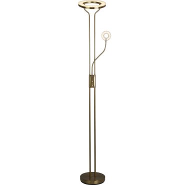ZWEITE CHANCE - Searchlight Mother &amp; Child - Stehleuchte mit Leselicht - Ø28 x 193 cm - 25,5W + 5W dimmbare LED inkl - Messing satiniert