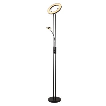 Searchlight Mother &amp; Child - Stehleuchte mit Leselicht - Ø28 x 193 cm - 25,5W + 5W dimmbare LED inkl - mattschwarz