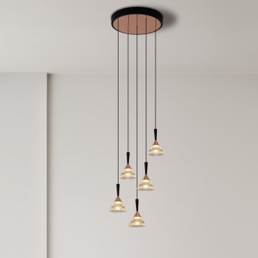 Nova Luce Paluz - Hängelampe - Ø 32 x 150 cm - 30W dimmbar LED inkl. - matt schwarz und roségold