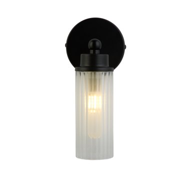 Searchlight Imperial - Wandleuchte - 10 x 22 cm - IP44 - mattschwarz und transparent