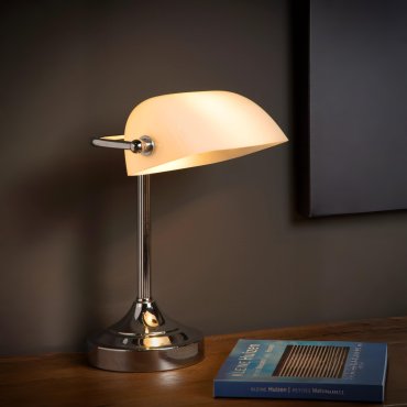Lucide Banker - Schreibtischlampe - 22 x 13,5 x 30 cm - Chrom, weiß