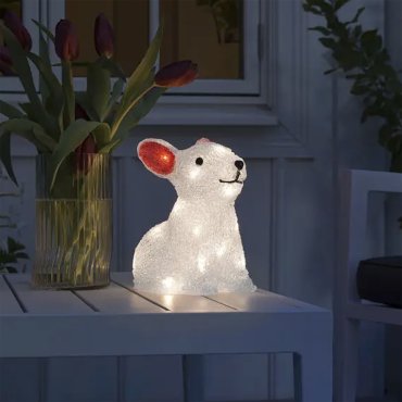 Konstsmide Weihnachtsbeleuchtung - batteriebetriebenes Kaninchen - 24 x 14,5 x 22 cm - IP44 - transparent