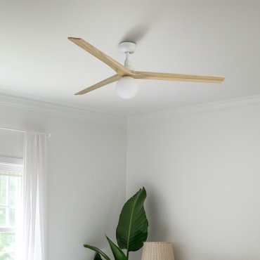 Faro Klim L - Deckenventilator mit Licht - Ø 150 cm - matt Weiß und Kiefer