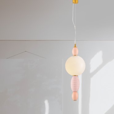 Nova Luce Obrie - Hängelampe - Ø 20 x 180 cm - 12W LED inkl. - messing gold, orange und rosa