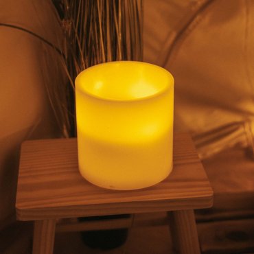 Neuer Garten Dolo 3 Dochte - LED Kerze mit Fernbedienung - Ø 15 x 15 cm - IP44 - weiß