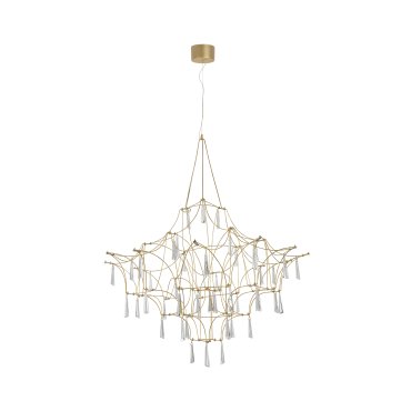 Nova Luce Goro - Hängeleuchte - Ø 80 x 160 cm - 20W LED inkl. - gold und transparent