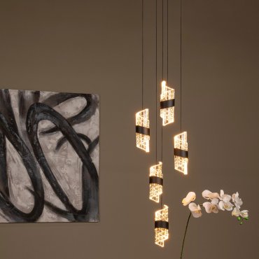 Lucide Kligande - Hängeleuchte - Ø 30 x 150 cm - 5 x 7,8W LED inkl. - schwarz