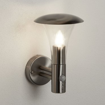 Searchlight Strand - Außenwandleuchte mit Bewegungsmelder - 18 x 28 cm - IP44 - Edelstahl