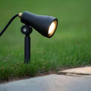 Lucide Spike - Erdspieß-Spot mit Stecker - 6,5 x 10,8 x 42 cm - inkl. 5W-LED - IP54 - schwarz