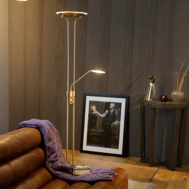 Lucide Champion - Stehleuchte - Ø 25,4 x 180 cm - 20W + 4W dimmbare LED inkl. - Chrom matt