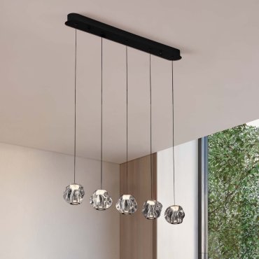 Nova Luce Ifos - Hängelampe- 10 x 150 x 84 cm - 25W dimmbar LED inkl. - Sand Schwarz und verchromtes Metall