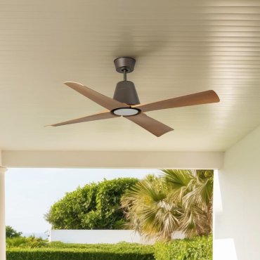 Faro Typhoon - Deckenventilator mit Licht und Fernbedienung - Ø 127 cm - 19W LED inkl. - IP44 - braun und Ahorn