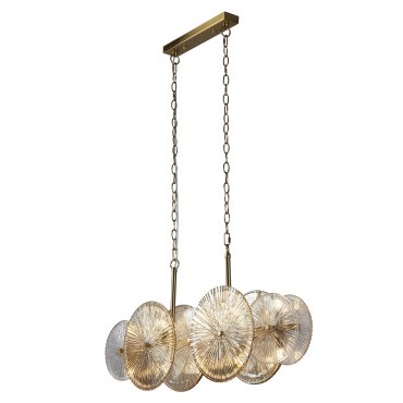 Searchlight Wagon - Hängeleuchte - 90 x 16 x 120 cm - Gold, transparent und bernsteinfarben