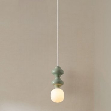 Nova Luce Clio - Hängelampe - Ø 18 x 215 cm - grün, weiß und Opalglas