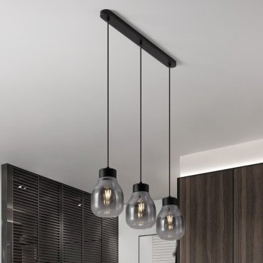 Nova Luce Blacu - Hängelampe - 75 x 120 x 15 cm - rauchiger Farbverlauf und Schwarz