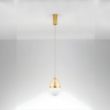 Nova Luce Egna - Hängelampe - Ø 15 x 120 cm - 20W LED inkl. - Opal, Cognacglas und gold