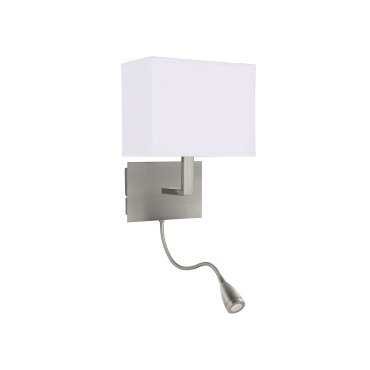 Searchlight Wall - Wandleuchte mit Doppelschalter - 20 x 25,5 cm - 1W LED inkl. - Nickel matt
