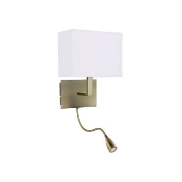 Searchlight Wall - Wandleuchte mit Doppelschalter - 20 x 25,5 cm - 1W LED inkl. - Messing antik