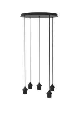 Artdelight - Hängeleuchte 5L ohne Lampenschirme - Ø 50 x 3 cm - schwarz