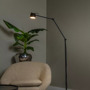 Lucide Milne - Stehleuchte mit Touch-Dimmer - 143 cm - 8W dimmbare LED inkl - schwarz