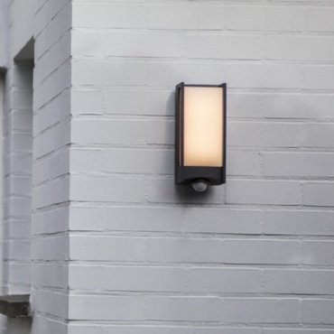 Lutec Qubo - Außenwandleuchte mit Sensor - 11 x 10 x 27 cm - 14W LED inkl. - IP54 - anthrazitgrau