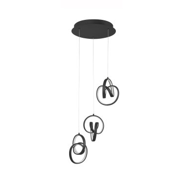 AUSSTELLUNGSSTÜCK - Nova Luce Rings - Pendelleuchte - Ø 34 x 120 cm - 43W dimmbare LED inkl. - Sand schwarz