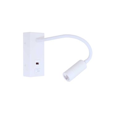 Artdelight Easy - Wandleuchte mit Schalter und USB-Anschluss - 6 x 32 x 14 cm - 3W LED inkl. - weiß