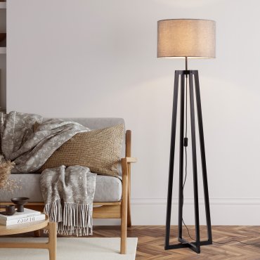 Nova Luce Artis - Stehleuchte - Ø 46 x 165 cm - grau und schwarz Holz