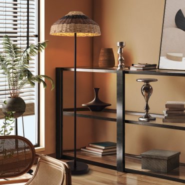 Nova Luce Caro - Stehleuchte - Ø 46 x 147,5 cm - natur schwarz braun und schwarz