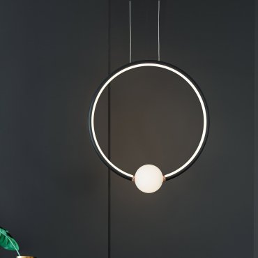 Nova Luce Celia - Hängeleuchte mit Fernbedienung - 43 x 10 x 120 cm - 25,6W dimmbare LED inkl - schwarz und opal