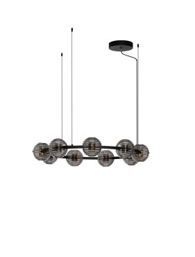 Nova Luce Las - Hängelampe - Ø 91 x 160 cm - 91W dimmbar LED inkl. - sand schwarz, gold und rauchgrau