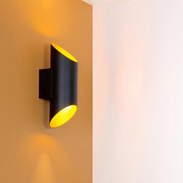 Lucide Quirijn - Wandleuchte - 9,6 x 12,1 x 30 cm - Schwarz und Messing