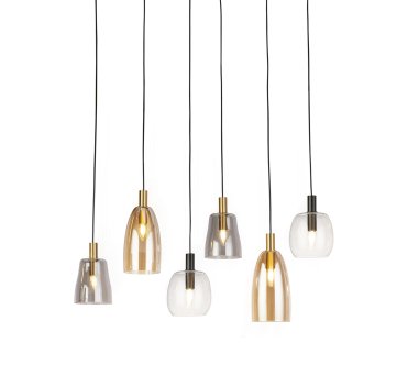 Searchlight Divine - Pendelleuchte - 95 x 140 cm - mattschwarz und farbiges Glas