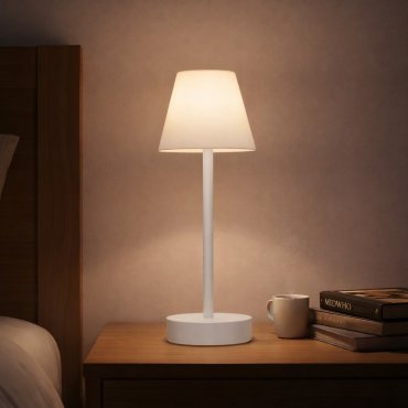 New Garden Lola Slim 30 - wiederaufladbare Tischleuchte mit Touch-Dimmer - Ø 11 x 32 cm - 1.9W dimmbare LED inkl. - IP44 - weiß - weiße Lichtfarbe