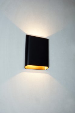 Artdelight Diaz Large - Wandleuchte - 4 x 14,5 x 20 cm - 2 x 6W LED inkl. - IP65 - schwarz mit gold